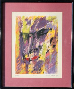 Abstract Portrait painting by Magdalena Avdipnes mono print