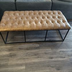 Great Tan Vegan Leather Bench