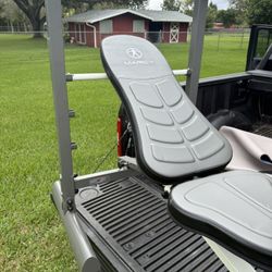 Fully Adjustable Weight Bench With Uprights, Preacher Curl, And Leg Extension Attachments