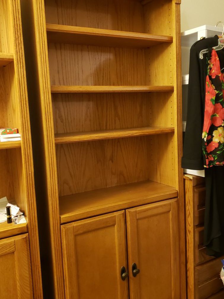 Oak Bookshelves/Cabinets X 2