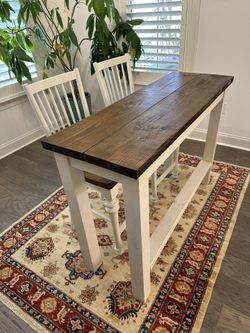 Dayroom or Sunroom Woden High Table W/ Two Seats