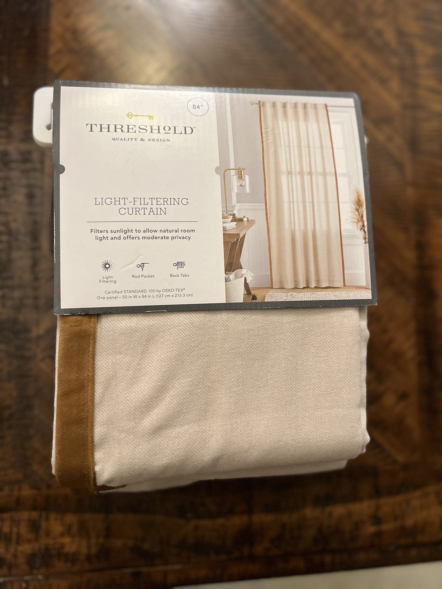 Threshold Marlow Velvet Trim Light Filtering Curtain Panel Amber Velvet Border
