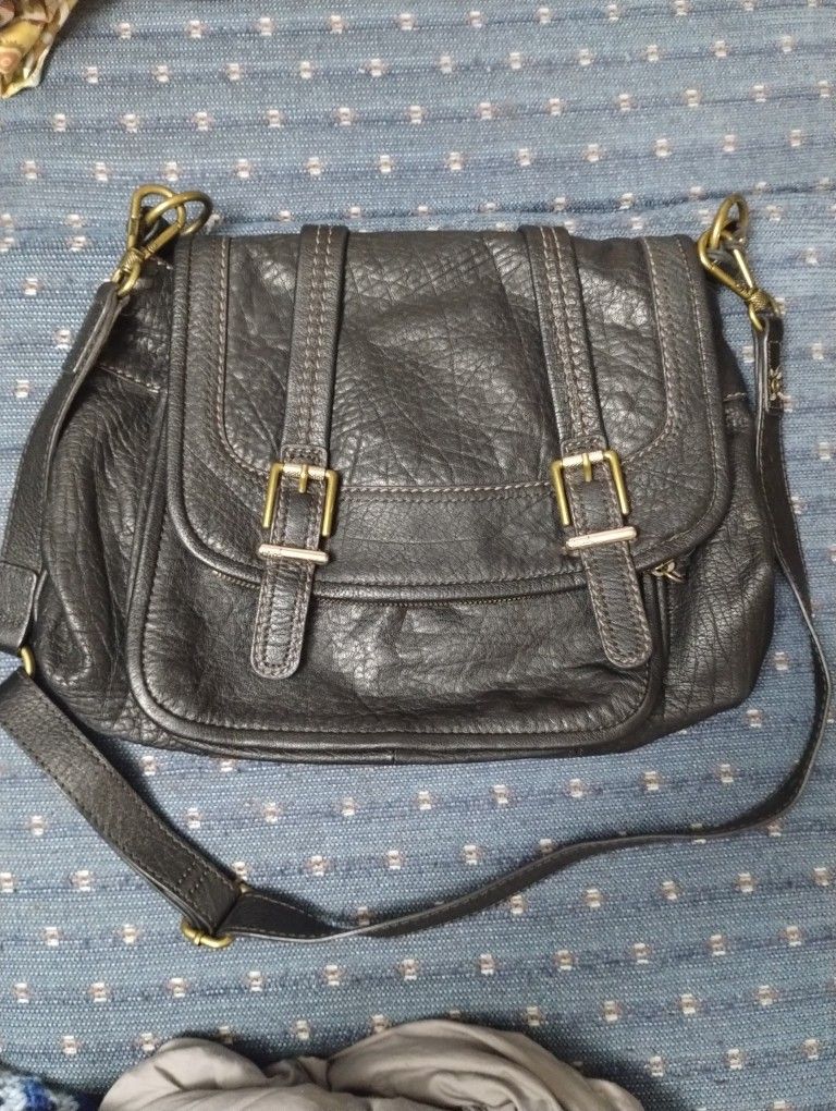 Black Leather Saddle Bag Messenger Bag