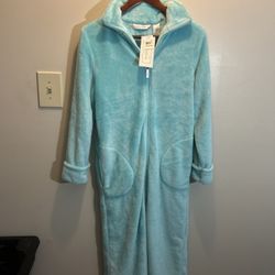 NET JASMINE ROSE LONG FLEECE GREEN COZY HOODIE SIZE~ SMALL 