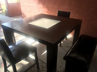 HardWood Glass Insert Dining Room Table