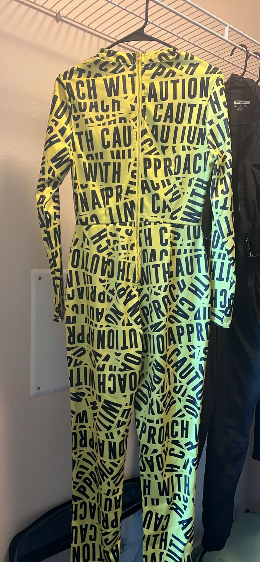 Caution Bodysuit Catsuit Sexy