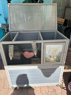 2-Story Wooden Rabbit Hutch