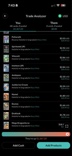 Selling nm cards