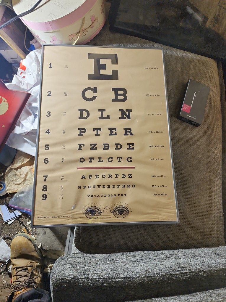 Vintage Framed Eye Chart