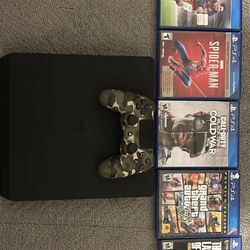 PS4 Slim Console With Multiple Games And Pretty New Controller