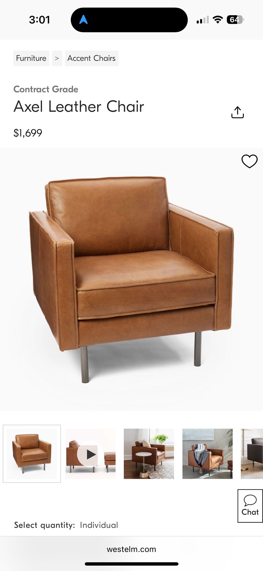 West Elm Axel Leather Chair