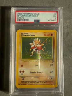 2000 POKEMON GAME HITMONCHAN-HOLO BASE II #8 NM 7 Basic PokƩmon