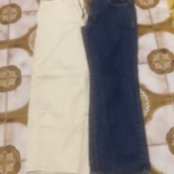 Set Of Three Men’s 36/30 Pants 2 Heavy Weight Tan And One Blue Jean 