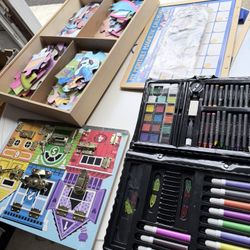 9 For This 5 Kid’s Wood Puzzles, 1 Activity Kid’s Planner And A Box Of Arts Pens And Bits 