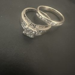 Princess Cut Diamond Wedding Set Size 10