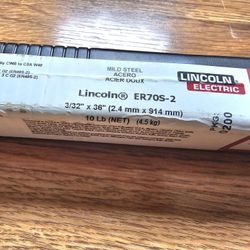 LINCOLN ELECTRIC, MILD STEEL ACERO ACIER DOUX,ER70S-2, 3/32" X 36", 10 LB