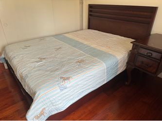 Queen Size Bed Frame with Storage Drawers + Mattress