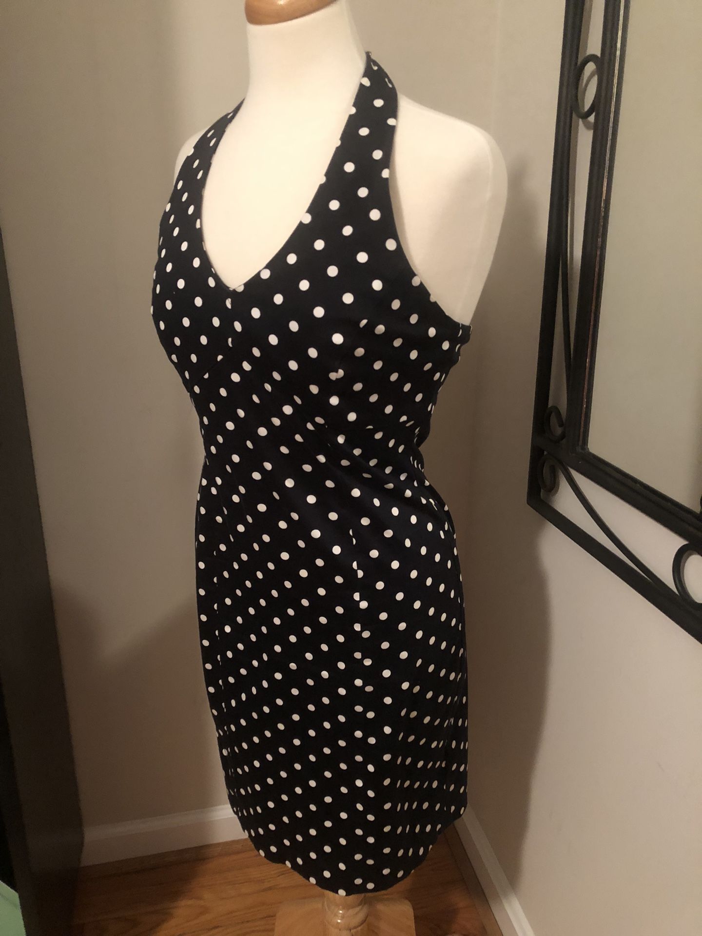 Halter Tie Black Polkadot Sundress Jones New York Signature Size 4