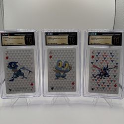 🔥🐸 CGC PRISTINE 10 BUNDLE – Froakie → Frogadier → Greninja (2013 Pokémon Playing Cards) 🐸🔥 