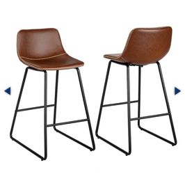 Set of 2, Modern Barstools Bar Height Bar Stools with Faux Leather - Brand New in Box