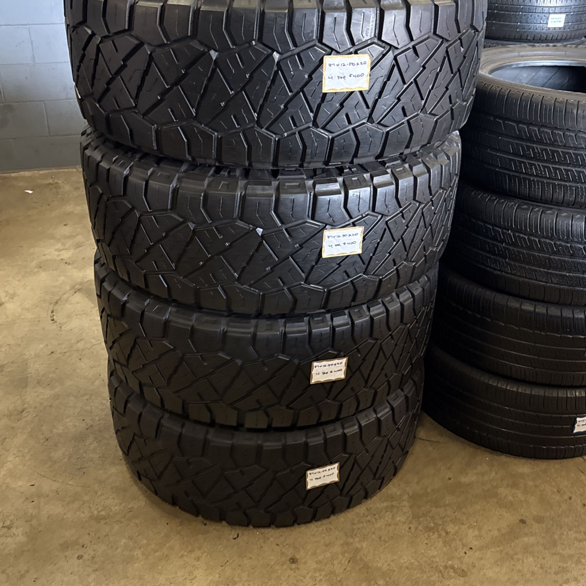 4-usd Tires 37+12.50R20 Nitto Ridge Grappler For 400.00 Installed. Free Mount And High Speed Balance Included.