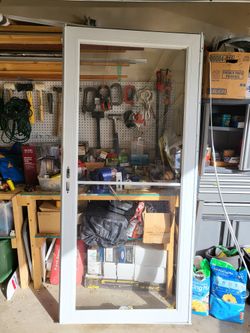 Front Screen Door, Front Door Fiber White Standard Size 80x 36 Self Hanging