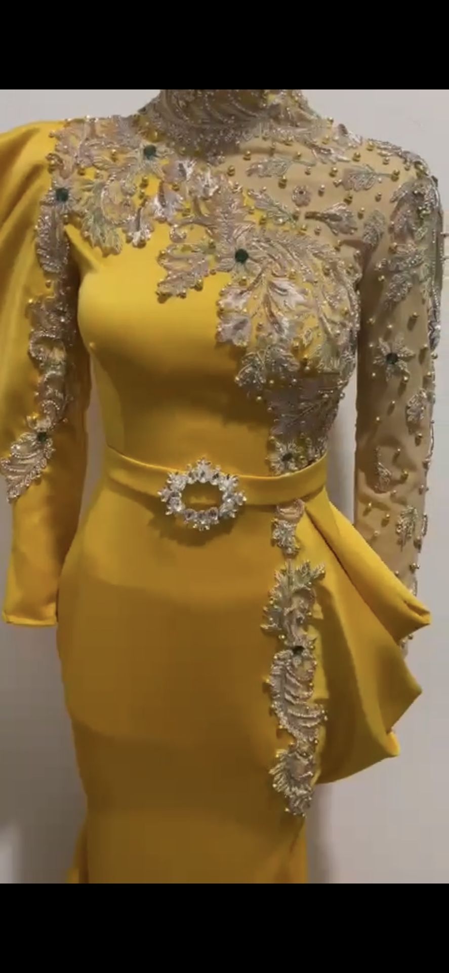 Custom Blini Evening Dress Size 2 Yellow & Emerald 