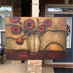 Beautiful Painting Of Vase With Flowers 