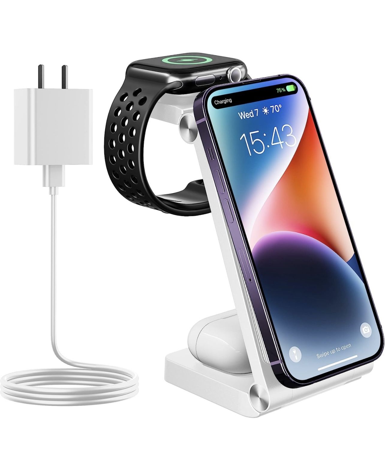 Magnetic Wireless Charger, 3 in 1 Fast Wireless Charging Station for Multiple Devices Apple Watch Ultra 8/7/6/5/4/3/2, for iPhone 14/Pro/Max/Plus/13/1