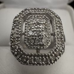 Sterling Silver 1/2CTW Diamond Cluster Halo Ring Size 6