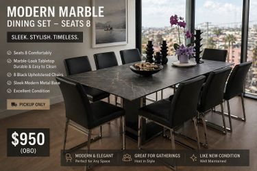 Modern Marble Dining Table Set – Seats 8
