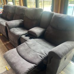 LaZBoy Dark Gray Manual Reclining Sectional Sofa with Console