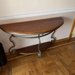 Half Moon  Vintage Wooden Table 