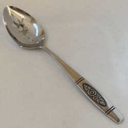 1pc Oneida Rose Pendant Pierced Serving Spoon Stainless Distinction Deluxe Glossy