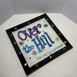 Over the Hill" square glass platter, 15x15” Inches Tall 
