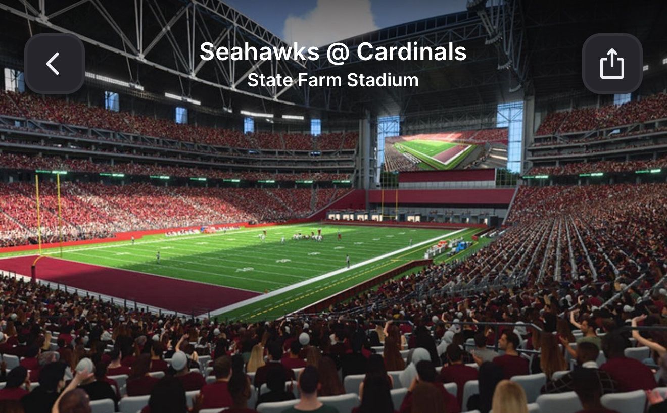 THURSDAY NIGHT FOOTBALL SEAHAWKS AT CARDINALS: LOWER LEVEL SEATS & PARKING - BELOW COST!