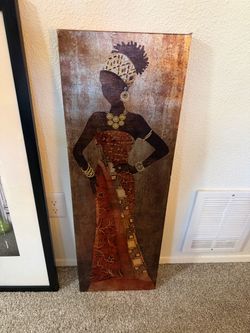 Woman in headwear and jewelry canvas