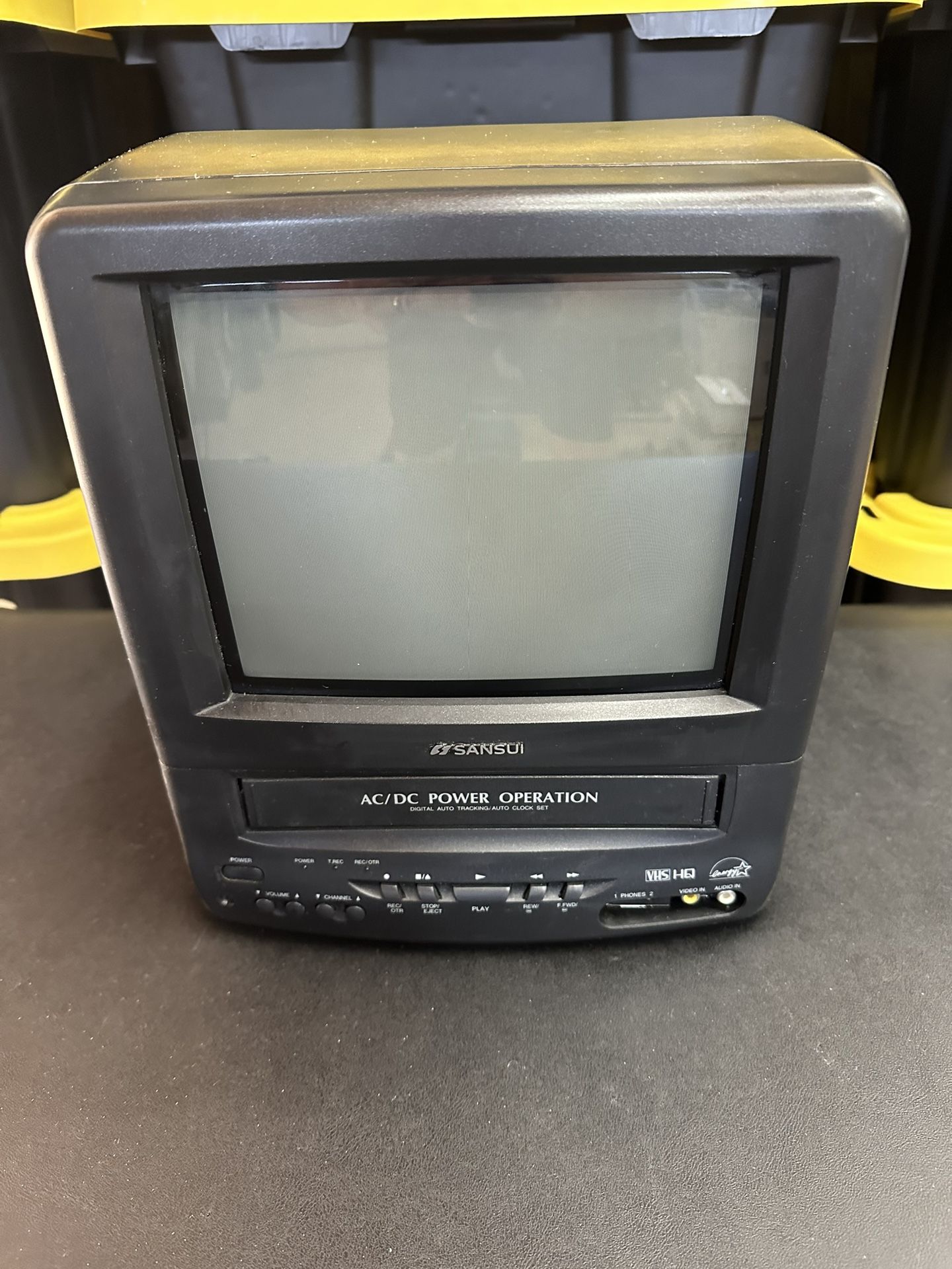 Sansui 9" TV VCR Combo COM0961B VHS Retro Gaming Portable Tested VCR Works!