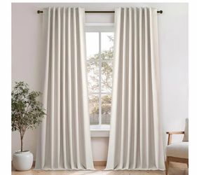 Topfinel 132 Inch CurtainsXL Pinch Pleated 100% Blackout,Thermal Insulated Brich (W52 x L132 x2)