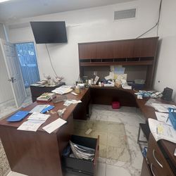 Office Furniture L-shape Desk And File Cabinets
