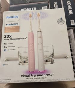 PHILIPS Battery Powered Sonicare Diamond Clean Rechargeable Toothbrush for Complete Oral Care 2-Pack Handles