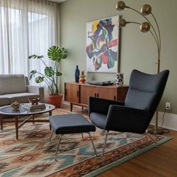 MCM Hans Wegner for Carl Hansen Style Lounge Chair & Ottoman