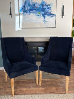 Dining Chairs. Blue Plush  High Back from  World Market