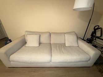 Modern Beige Fabric Sofa – Comfortable – Pickup Only