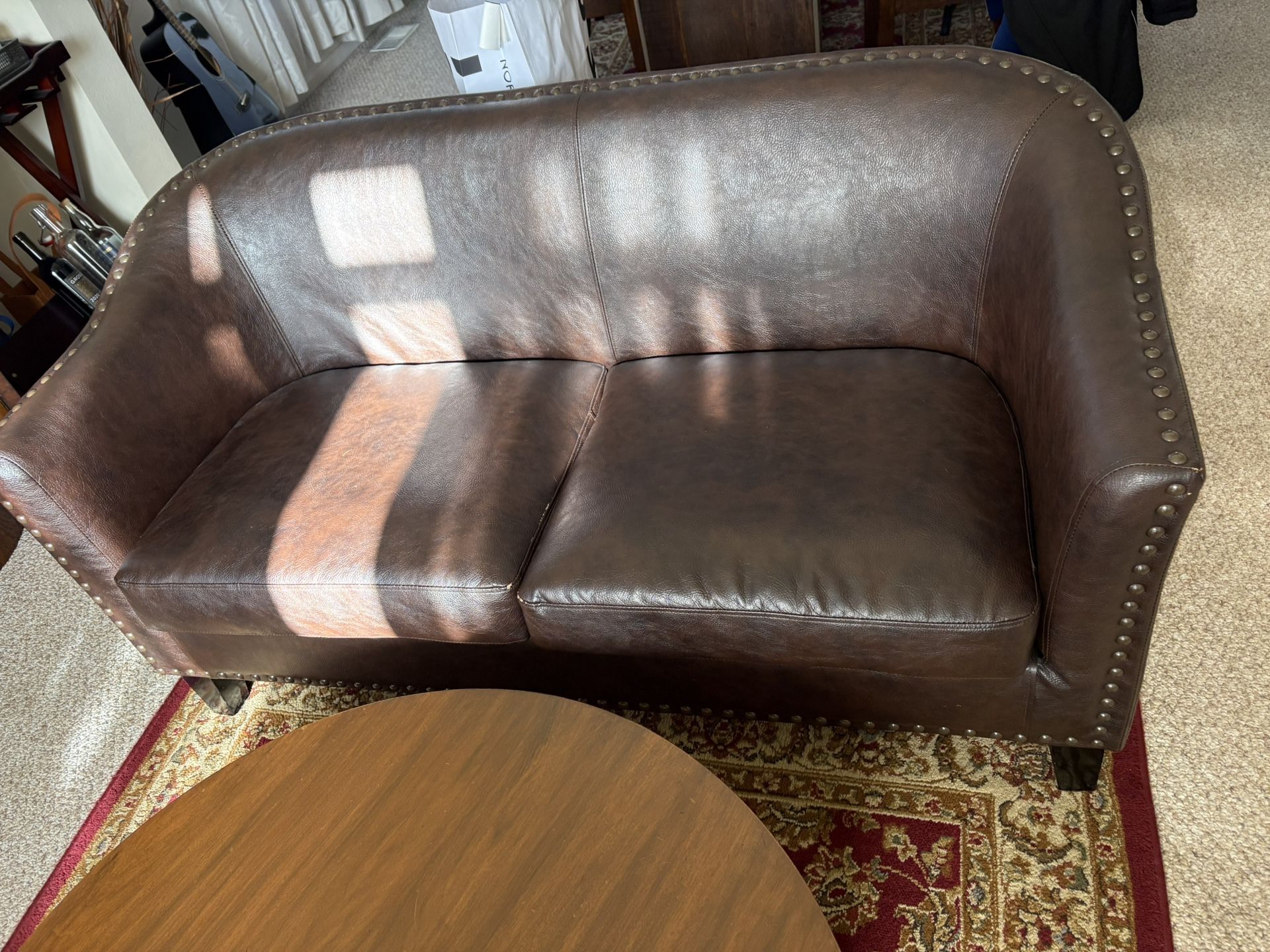 Faux Leather Loveseat 