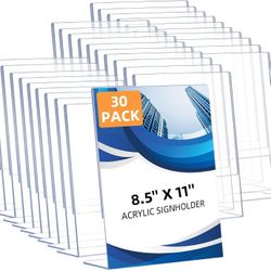 NEW - Acrylic Sign Holder 8.5 x 11 Clear Display Stand - 30 Pack