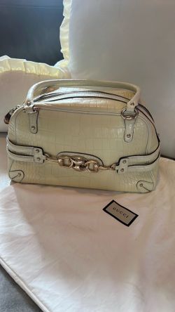 Gucci handbag large CREAM crocodile print leather vintage. Nee never worn