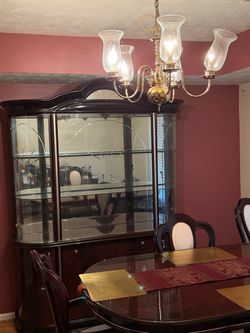 Dark Wood China Cabinet with Glass Doors
