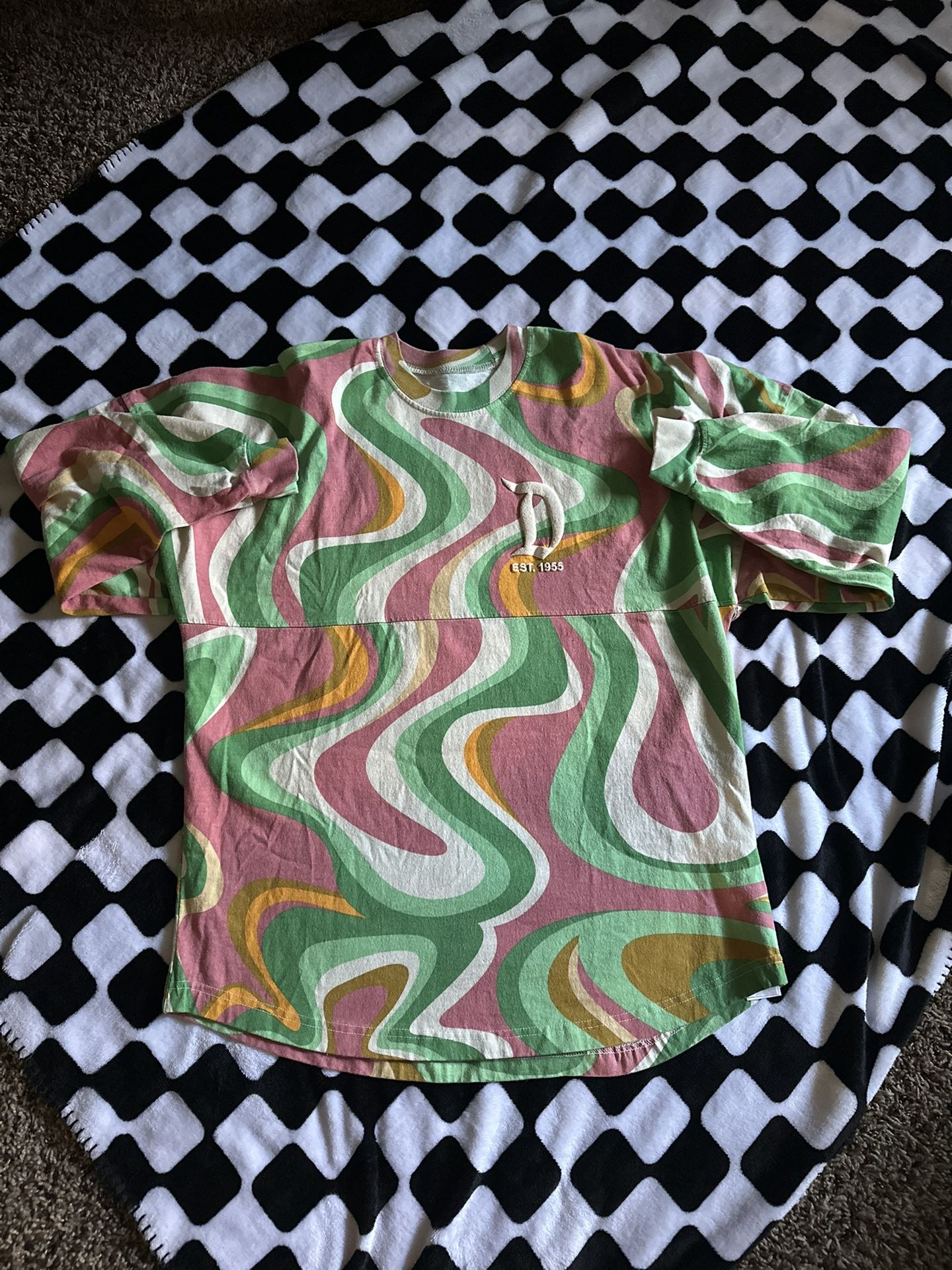Disney Jersey Pink and Green Swirl