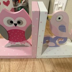 Girls bookends (owl and bird)